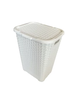 Rattan Hatású Szennyestartó Fehér 60L DÜ14