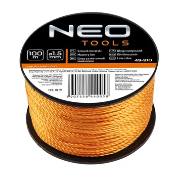 Neo Kőműveszsinór Sárga 1,5mm/100m 49-910