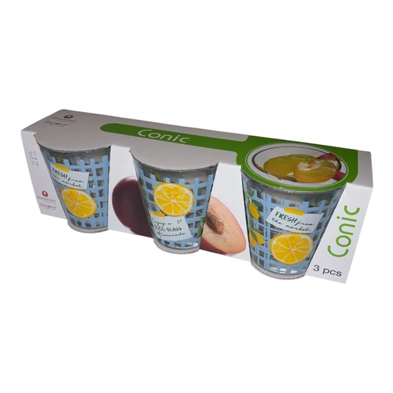 Üveg Vizes Pohár Citromos 2,7dl 3db