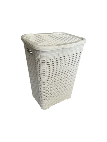 Rattan Hatású Szennyestartó Bézs 45L DÜ196