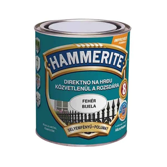 Hammerite Selymefényű Fehér Fémfesték 0,75L