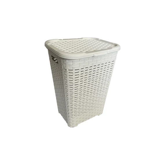 Rattan Hatású Szennyestartó Bézs 45L DÜ196