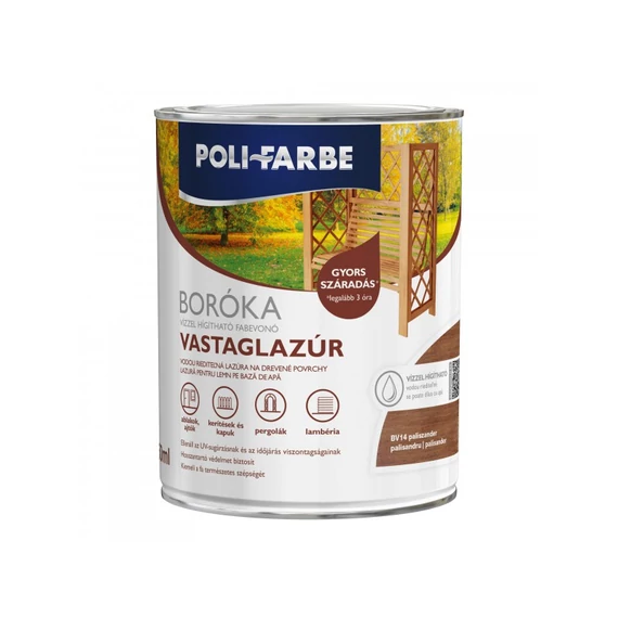 Poli-Farbe Boróka Vízzel Hígítható Vastaglazúr Paliszander 0,75L